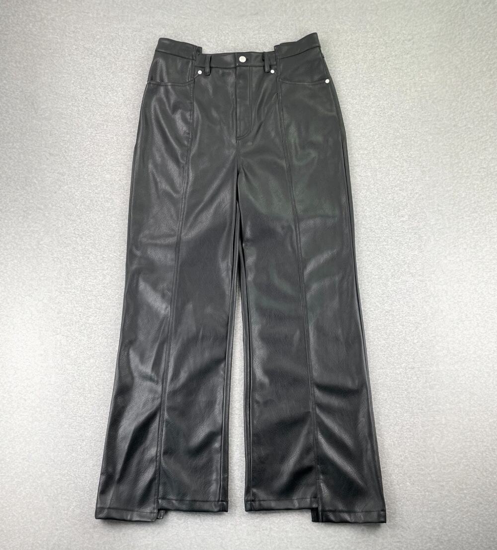 Avec Les Filles Faux Leather Pants Womens 14 Black Wide Leg Baggy Edgy Sleek